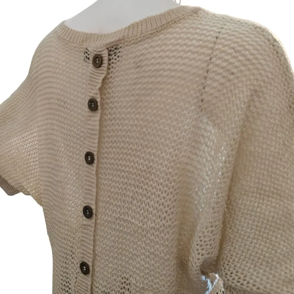 Q 1982 Cream Open Knit Dolman Sleeve Sweater Size Large - Picture 3 of 7